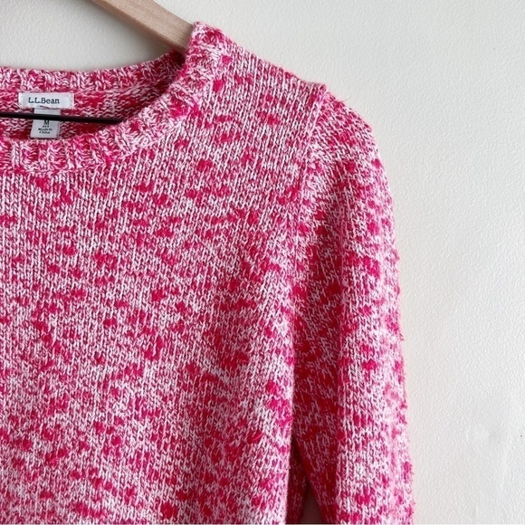 L.L.Bean 100%‎ Cotton Pullover Knit Sweater in Marled Red White, Size Medium - Picture 4 of 8